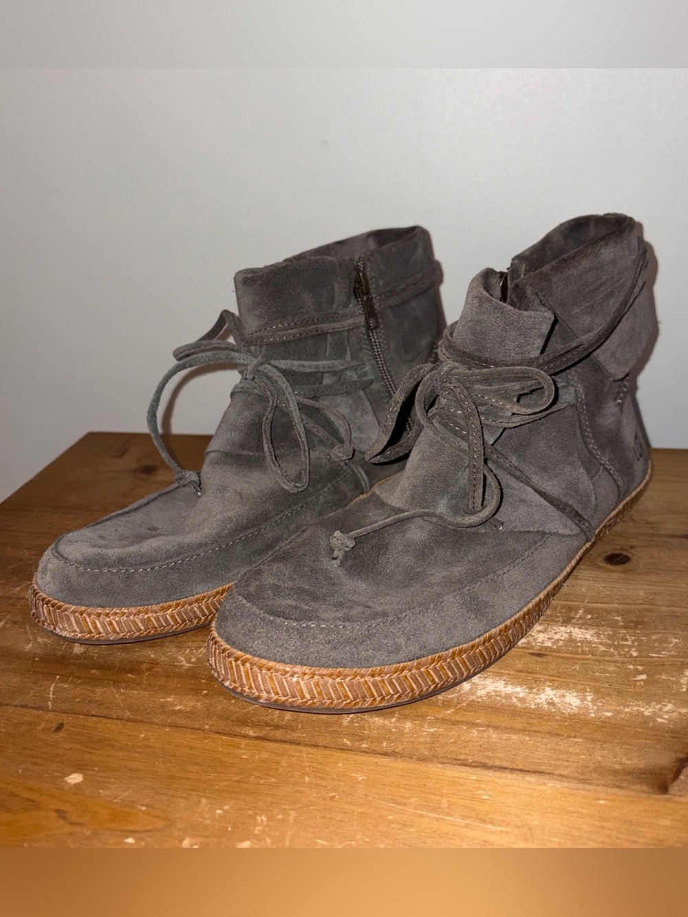 UGG Dark Gray Reid Slate Suede Lace-Up Ankle Booties Size 9.5